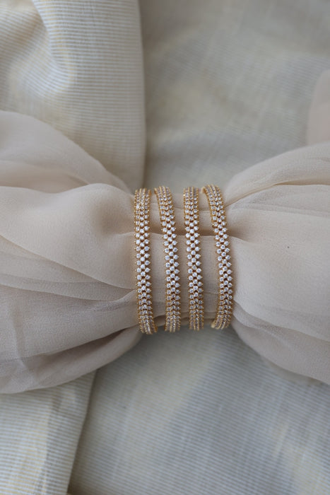 Heritage gold plated white stone bangle HB6527