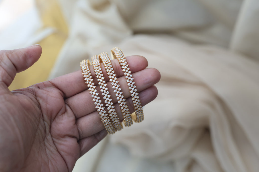 Heritage gold plated white stone bangle HB6527