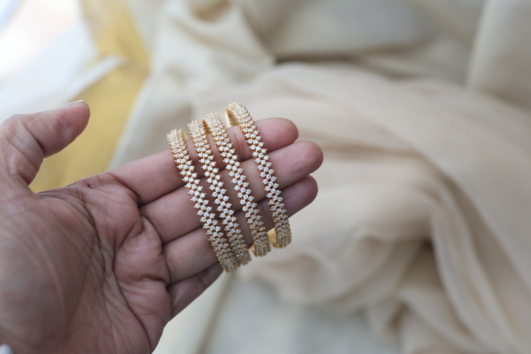 Heritage gold plated white stone bangle HB6527