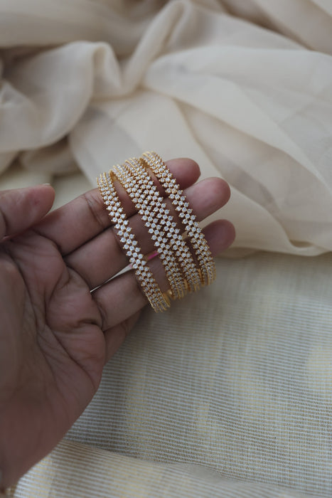 Heritage gold plated white stone bangle HB6527