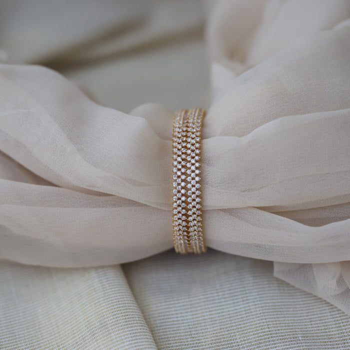 Heritage gold plated white stone bangle HB6527