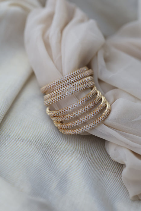 Heritage gold plated white stone bangle HB6527