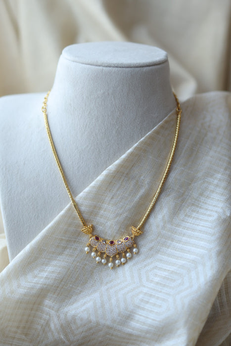 Heritage gold plated short necklace with earrings H0876