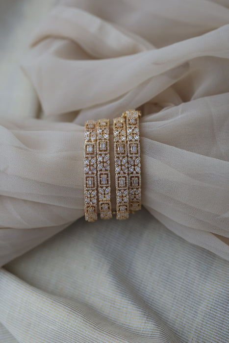 Heritage gold plated white stone bangle HB6521