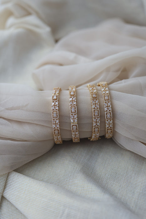 Heritage gold plated white stone bangle HB6521