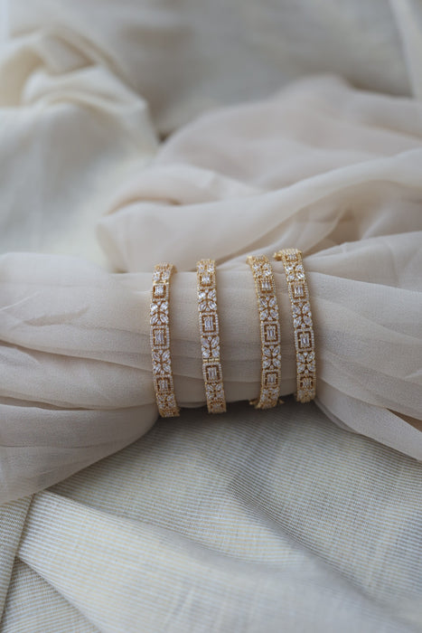 Heritage gold plated white stone bangle HB6521