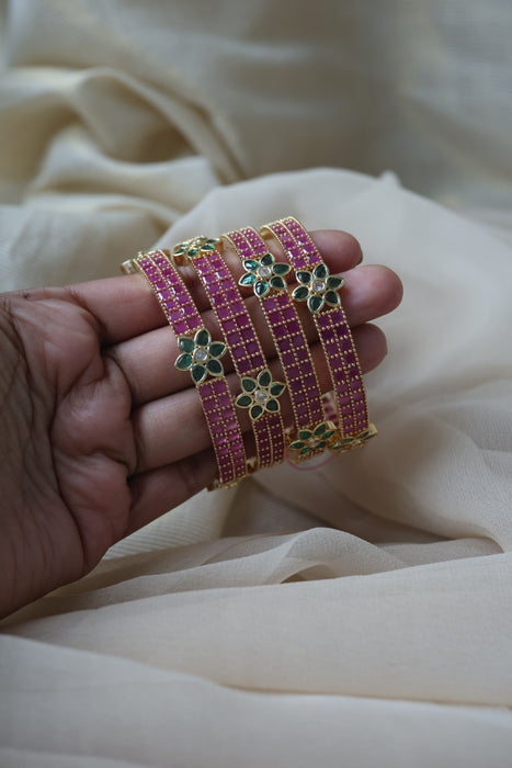Heritage gold plated white stone bangle HB6531