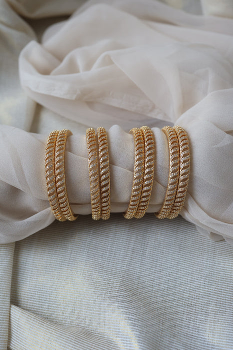 Heritage gold plated white stone bangle HB6963