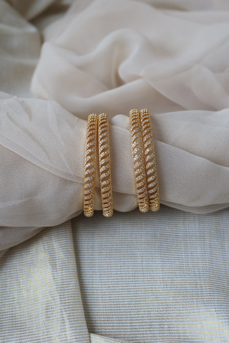 Heritage gold plated white stone bangle HB6963