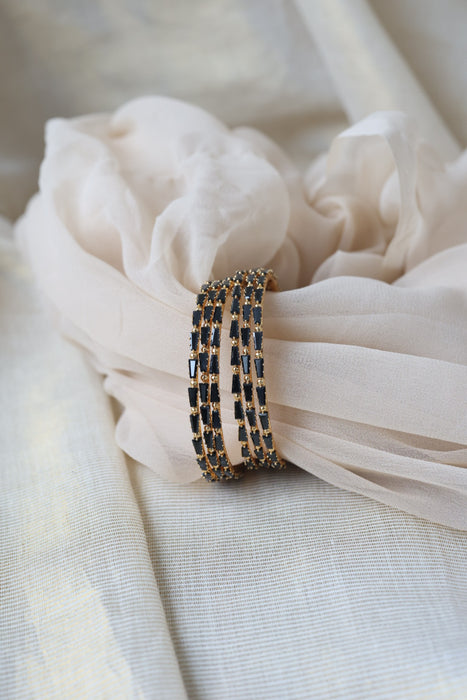 Heritage gold plated white stone bangle HB6531