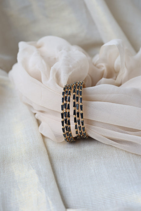Heritage gold plated white stone bangle HB6531