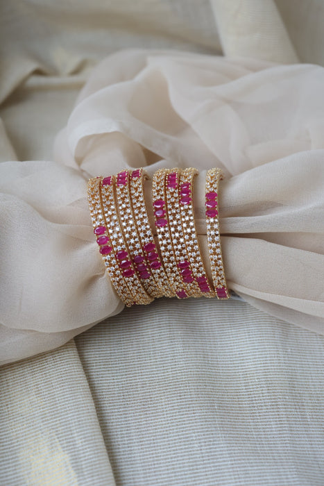 Heritage gold plated white stone bangle HB6521
