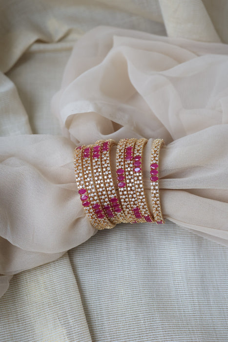 Heritage gold plated white stone bangle HB6521