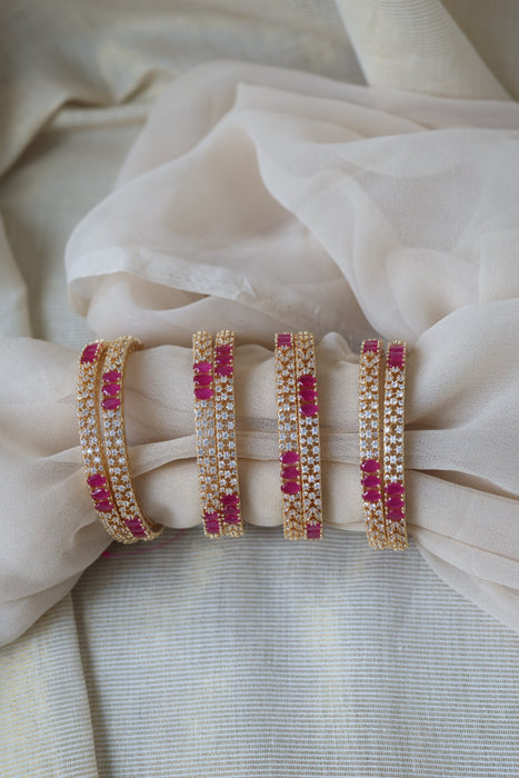 Heritage gold plated white stone bangle HB6521
