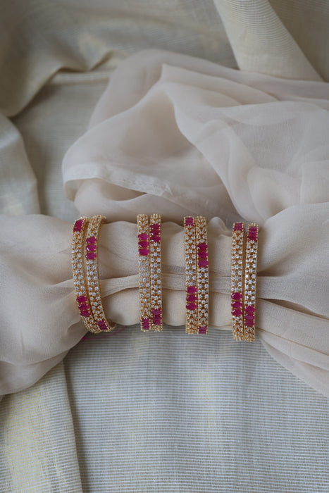 Heritage gold plated white stone bangle HB6521