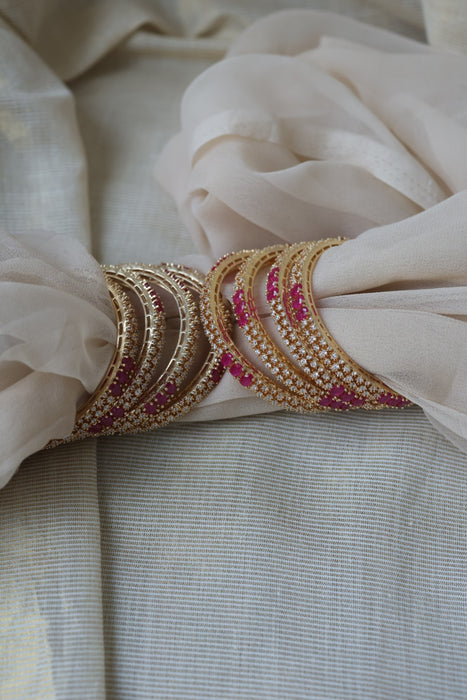 Heritage gold plated white stone bangle HB6521