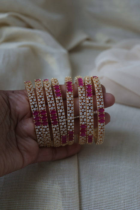 Heritage gold plated white stone bangle HB6521