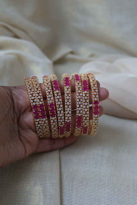 Heritage gold plated white stone bangle HB6521