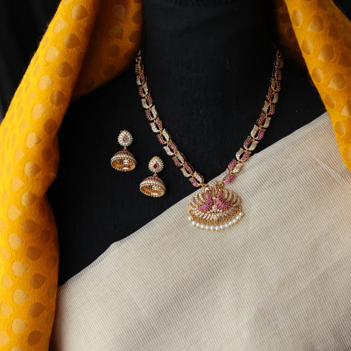 Heritage gold plated short necklace with earrings H8779