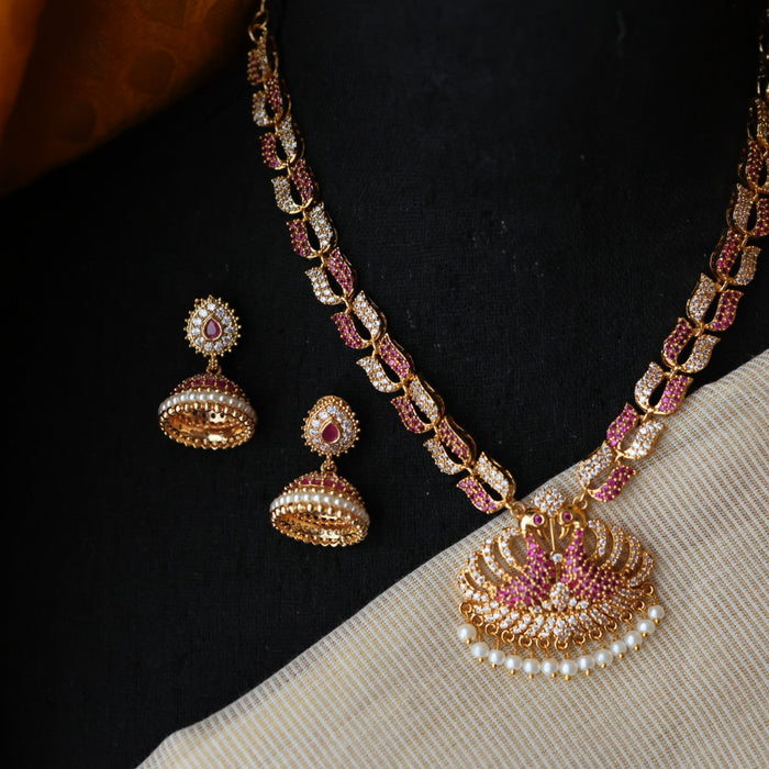 Heritage gold plated short necklace with earrings H8779