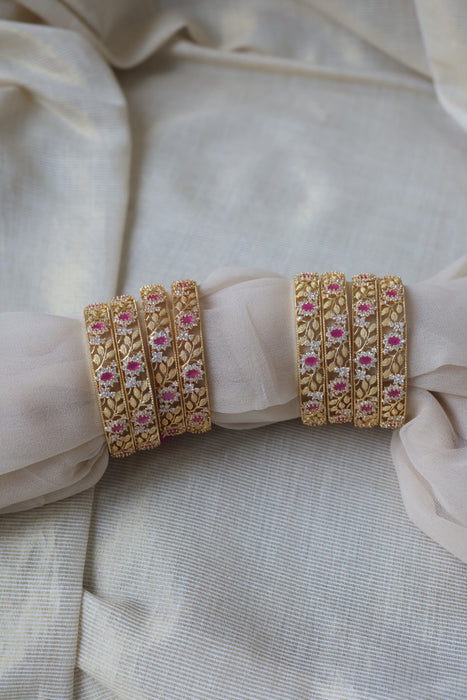 Heritage gold plated white stone bangle HB6963