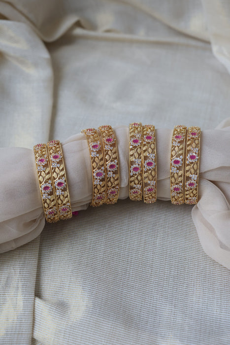 Heritage gold plated white stone bangle HB6963