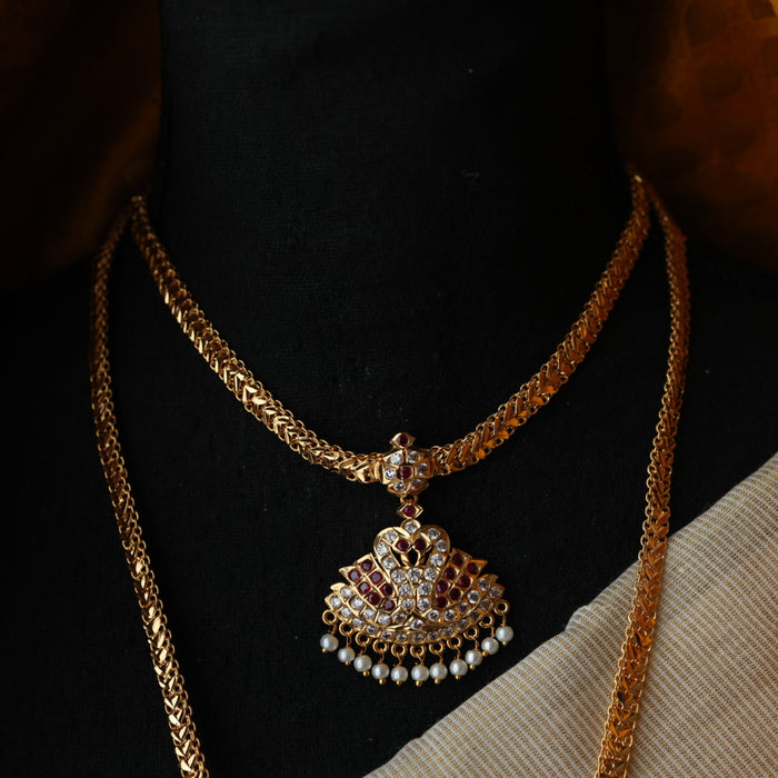 Heritage gold plated long and short necklace with earrings HPS889