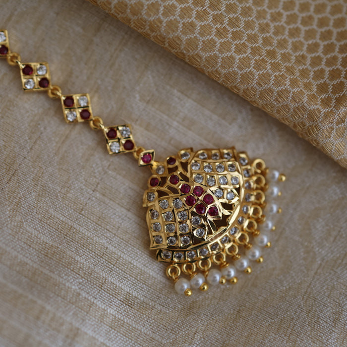 Heritage gold plated white stone tikka TH247