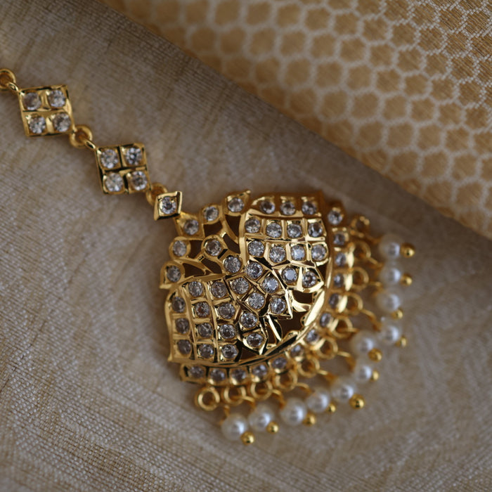 Heritage gold plated white stone tikka TH240