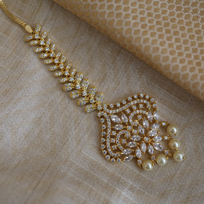 Heritage gold plated white stone tikka TH239