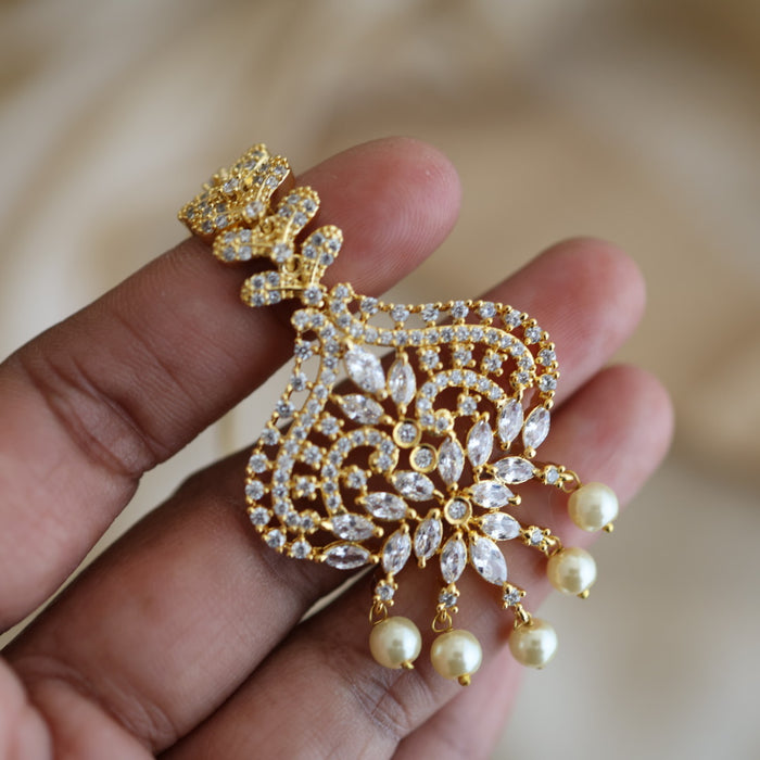Heritage gold plated white stone tikka TH239