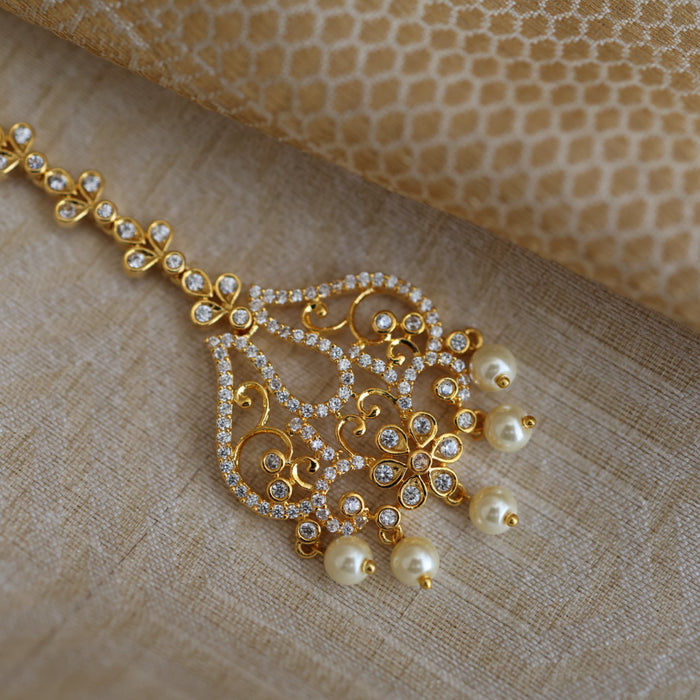 Heritage gold plated white stone tikka TH6567