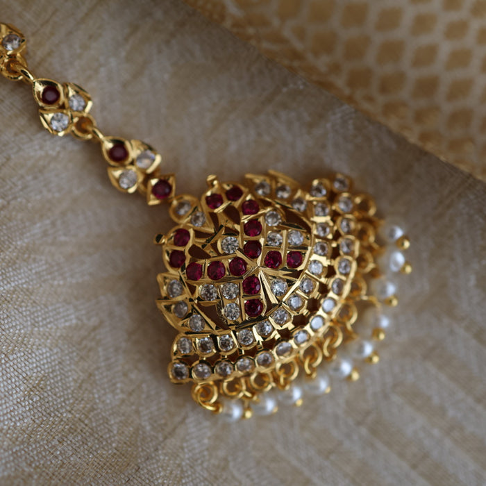 Heritage gold plated ruby white tikka TH34908