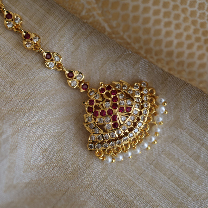 Heritage gold plated ruby white tikka TH34908
