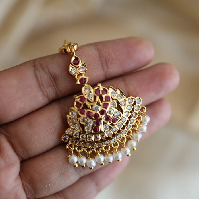 Heritage gold plated ruby white tikka TH34908