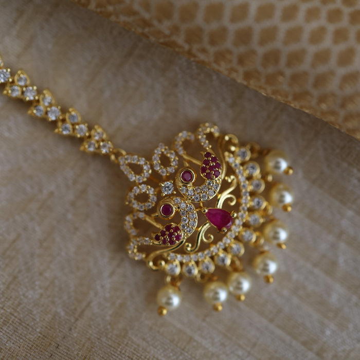 Heritage gold plated ruby white tikka TH4906