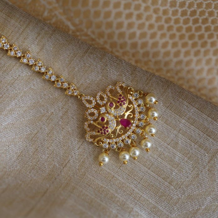 Heritage gold plated ruby white tikka TH4906
