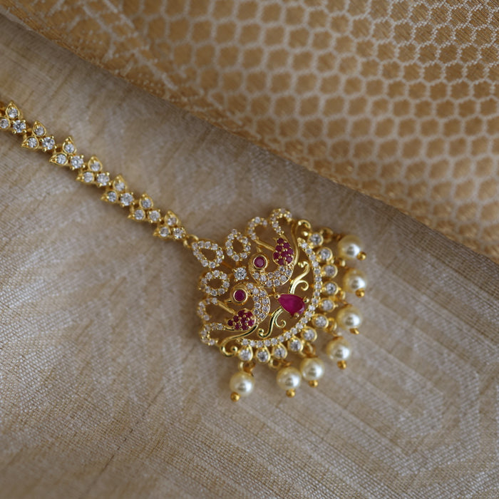Heritage gold plated ruby white tikka TH4906