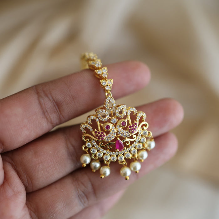 Heritage gold plated ruby white tikka TH4906