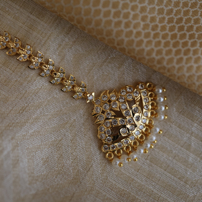 Heritage gold plated white stone tikka TH898
