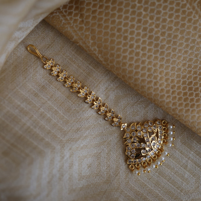 Heritage gold plated white stone tikka TH898