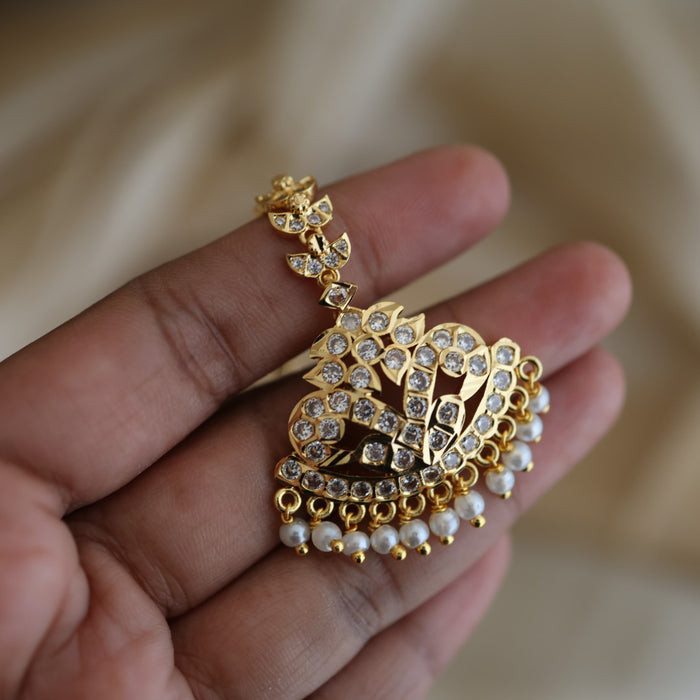 Heritage gold plated white stone tikka TH898