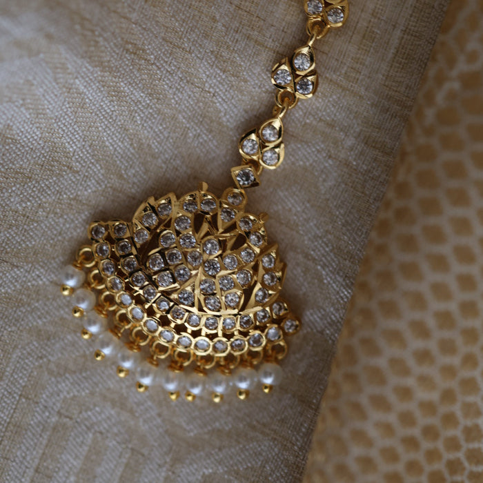 Heritage gold plated white stone tikka TH4896