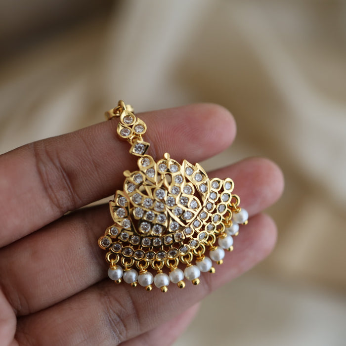 Heritage gold plated white stone tikka TH4896