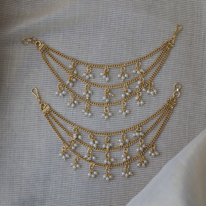 Heritage 3 layer white stone and pearl mattal ear accessories HM2897