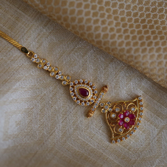 Heritage gold plated ruby white stone tikka TH100