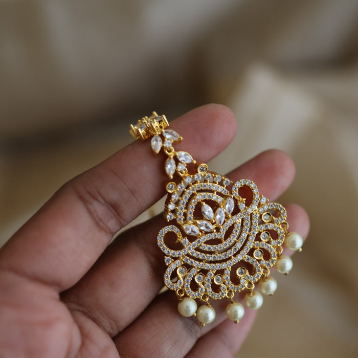 Heritage gold plated white stone tikka TH685