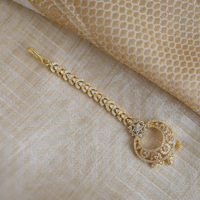 Heritage gold plated white stone tikka TH682