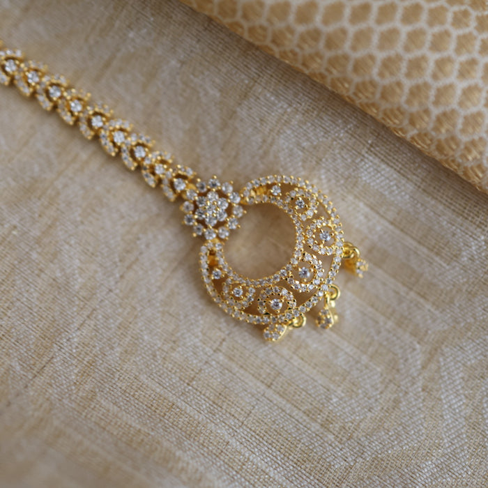 Heritage gold plated white stone tikka TH682