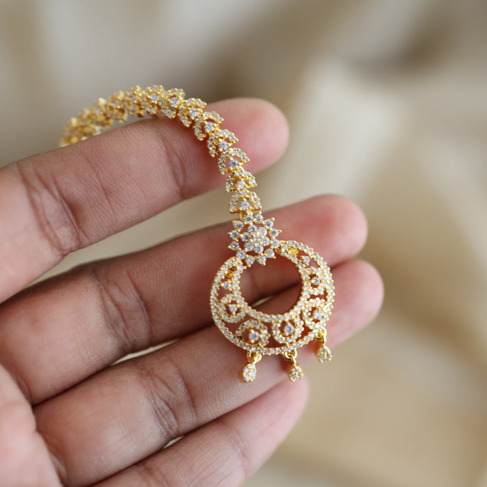 Heritage gold plated white stone tikka TH682